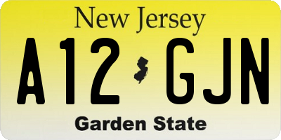 NJ license plate A12GJN