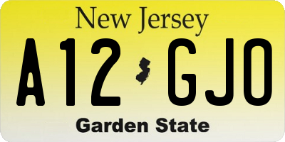 NJ license plate A12GJO