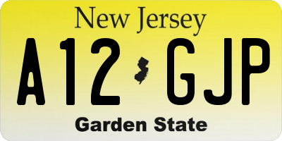 NJ license plate A12GJP