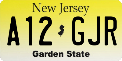 NJ license plate A12GJR