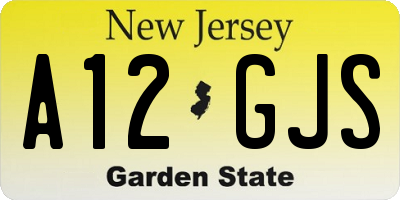 NJ license plate A12GJS