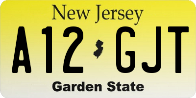 NJ license plate A12GJT