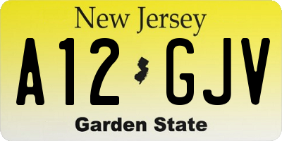 NJ license plate A12GJV