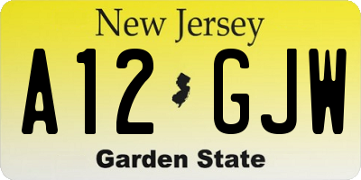 NJ license plate A12GJW