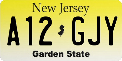 NJ license plate A12GJY