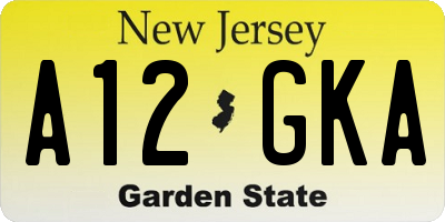 NJ license plate A12GKA