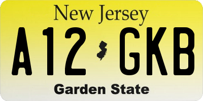 NJ license plate A12GKB