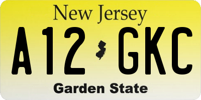 NJ license plate A12GKC