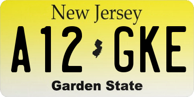 NJ license plate A12GKE