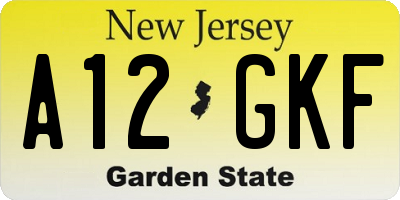 NJ license plate A12GKF