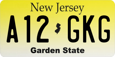 NJ license plate A12GKG