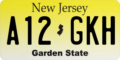 NJ license plate A12GKH