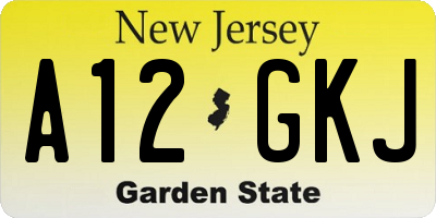 NJ license plate A12GKJ