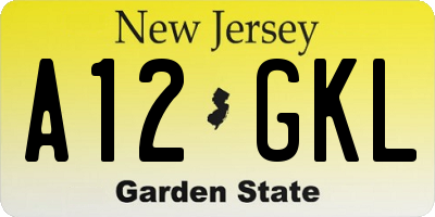 NJ license plate A12GKL