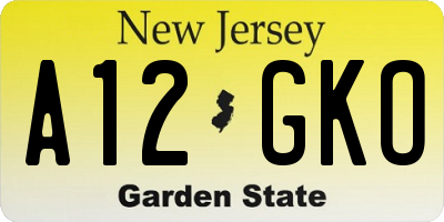 NJ license plate A12GKO