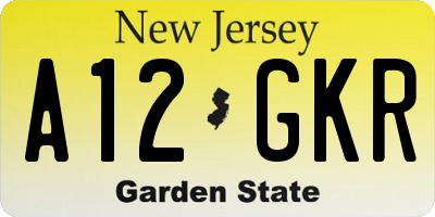 NJ license plate A12GKR