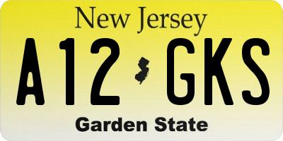 NJ license plate A12GKS