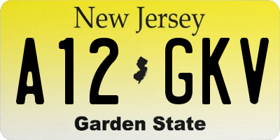 NJ license plate A12GKV