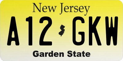 NJ license plate A12GKW