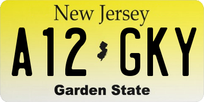 NJ license plate A12GKY