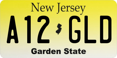 NJ license plate A12GLD