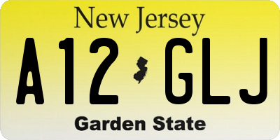 NJ license plate A12GLJ