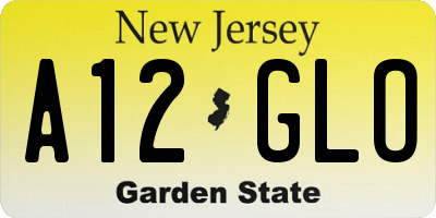 NJ license plate A12GLO