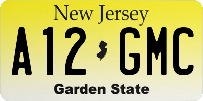 NJ license plate A12GMC