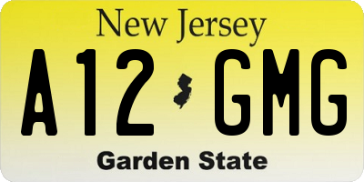 NJ license plate A12GMG