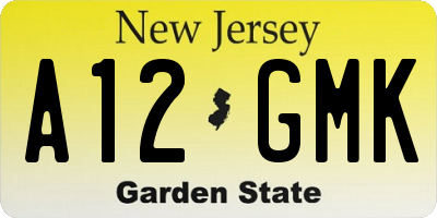 NJ license plate A12GMK