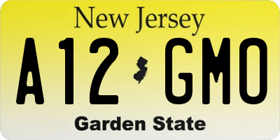 NJ license plate A12GMO