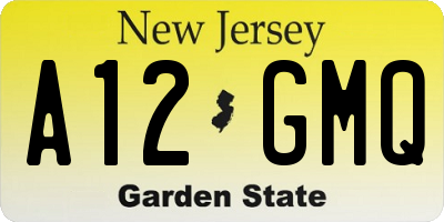 NJ license plate A12GMQ