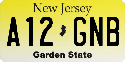 NJ license plate A12GNB