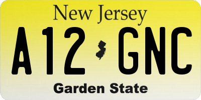 NJ license plate A12GNC