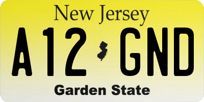 NJ license plate A12GND