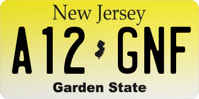 NJ license plate A12GNF