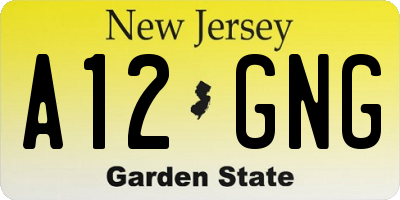 NJ license plate A12GNG