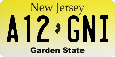 NJ license plate A12GNI