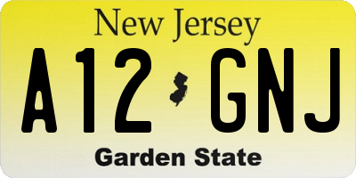 NJ license plate A12GNJ