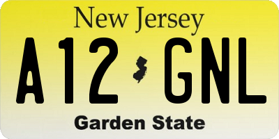 NJ license plate A12GNL