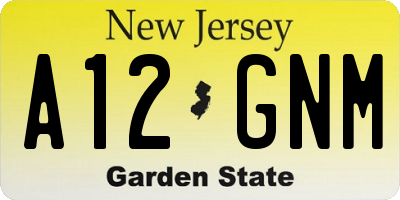 NJ license plate A12GNM