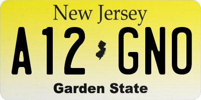 NJ license plate A12GNO