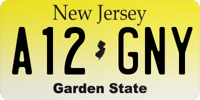 NJ license plate A12GNY