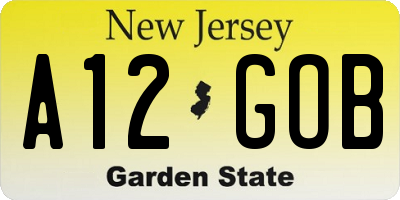 NJ license plate A12GOB