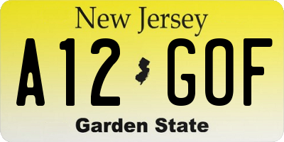 NJ license plate A12GOF