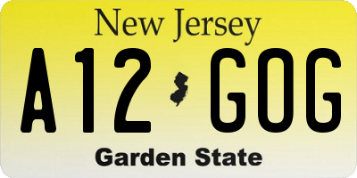 NJ license plate A12GOG