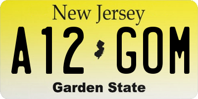 NJ license plate A12GOM