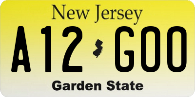 NJ license plate A12GOO