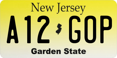 NJ license plate A12GOP