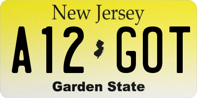 NJ license plate A12GOT